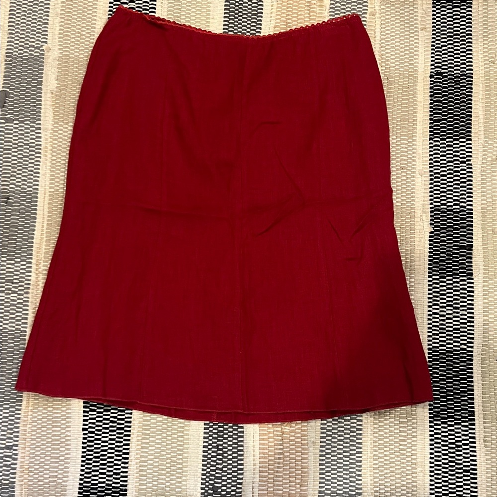 Blu Sand made in Italy Chic Red A-Line Women's linen Skirt size 46 EU XL US